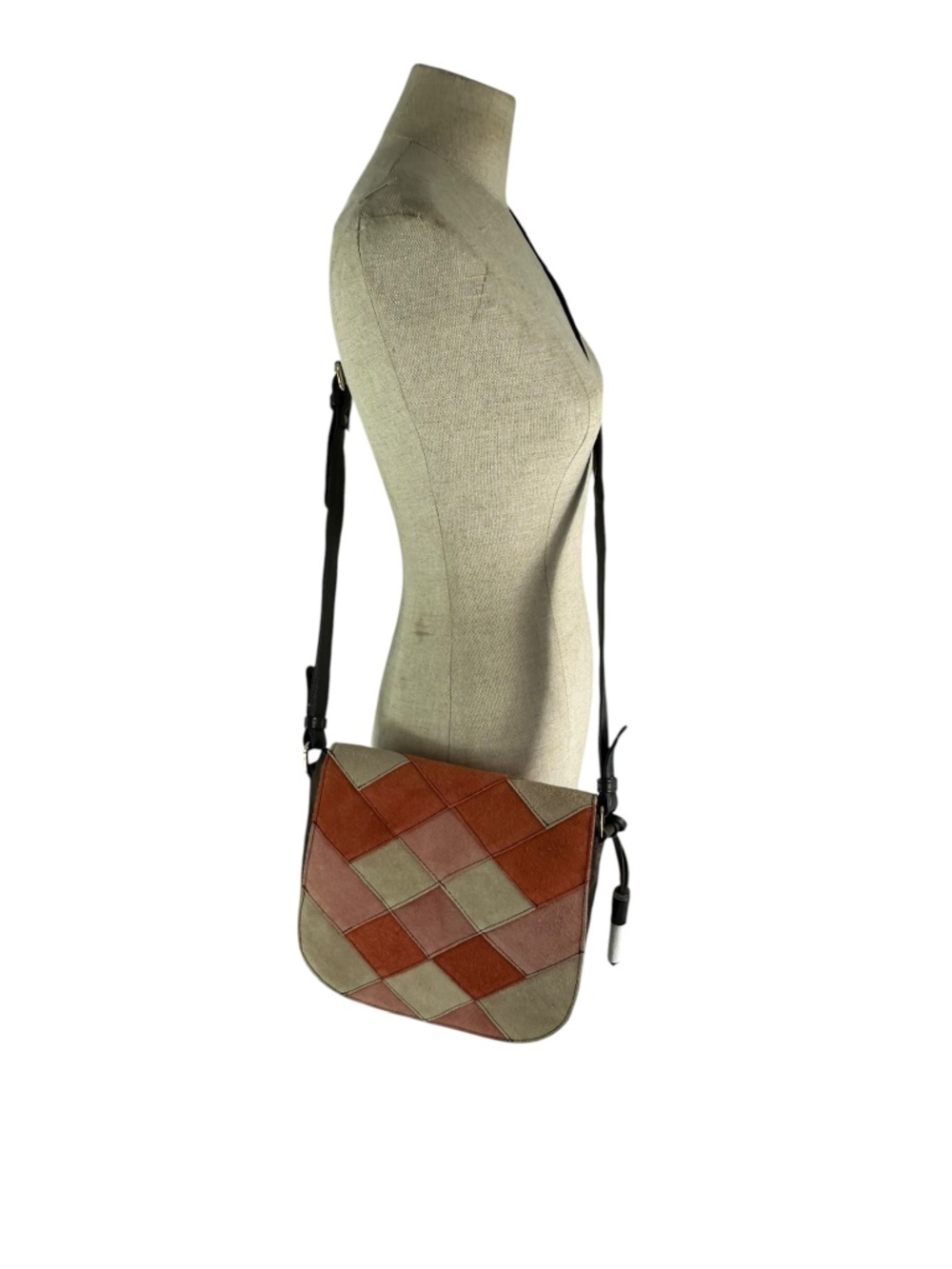Genuine BRAMPTON London Multicolor Suede Patchwork Crossbody Shoulder Bag